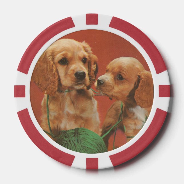 Garne und Zuneigung, Cocker-Spaniels bei Spielen Pokerchips (Vorderseite)