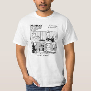 "Garnele auf dem Grill" Schach-FriedensCartoon T-Shirt