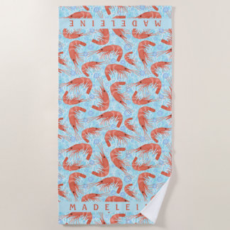 Garnele-Garnelen-korallenroter Ozean sprudelt Strandtuch