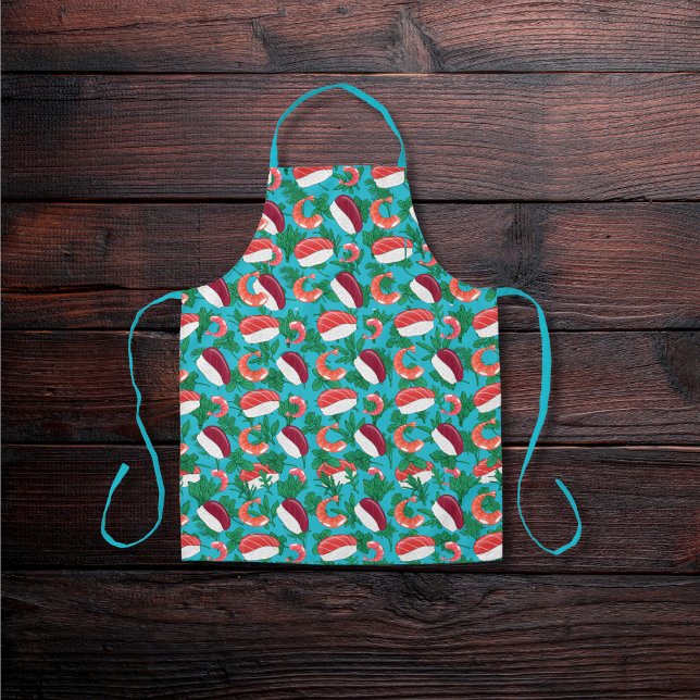 Garnele und Sushi blau Schürze (Von Creator hochgeladen)