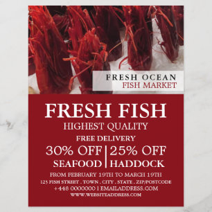 Garnelen-Display, Fischmonger/Ehefrau, Fischmarkt Flyer