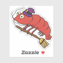 Garnelen Hexe reiten einen Broomstick zu Halloween