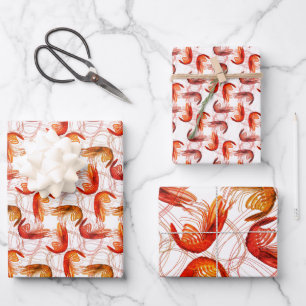 Garnelen-Langantennen-Muster Geschenkpapierbögen Geschenkpapier Set