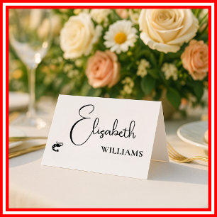 Garnelen-Menü Moderne Schrift Hochzeitsplatzkarten Platzkarte