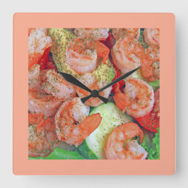 Garnelen Salat Quadratische Wanduhr