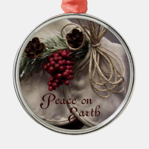 Garnelen und Berries Verzieren Silbernes Ornament