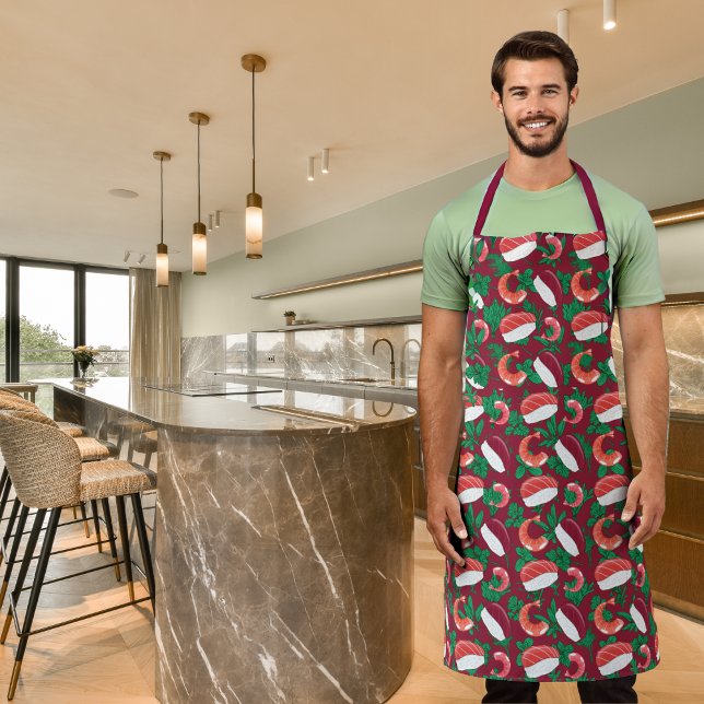 Garnelen und Sushi-Bordeaux Schürze (Von Creator hochgeladen)