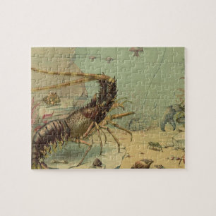 Garnelen, Unterwasser-Meeresleben, Vintage-Meeresl Puzzle
