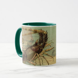 Garnelen, Unterwasser-Meeresleben, Vintage-Meeresl Tasse