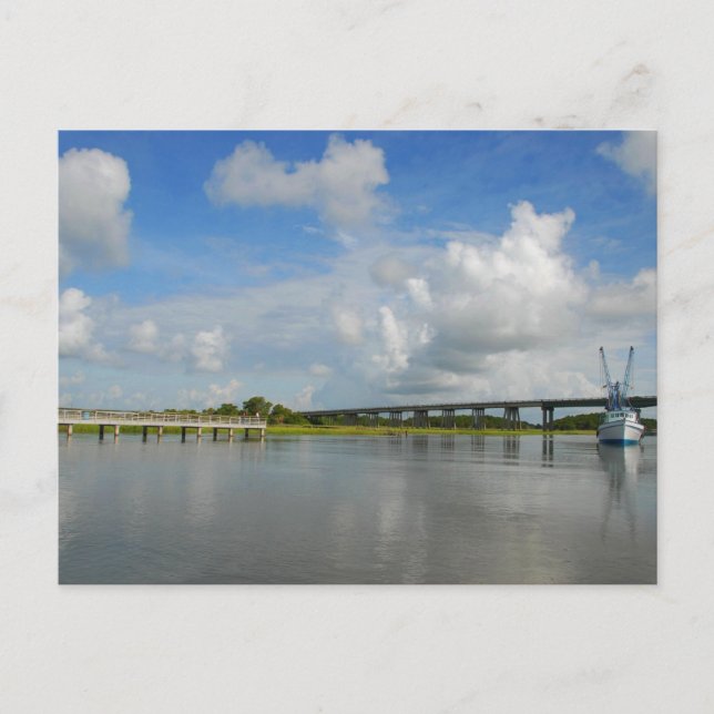 Garnelenboat Tybeeninsel Georgien Postkarte (Vorderseite)