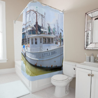 Garnelenboot Duschvorhang