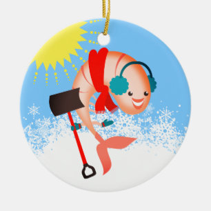 Garneleschneeschaufelmeeresfrüchte Keramikornament