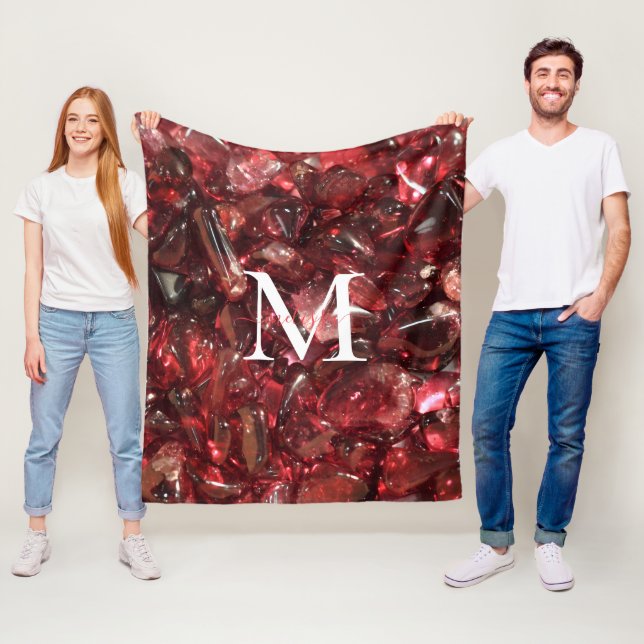 Garnet Birthstone Monogram Personalisiert Name Fleecedecke (Beispiel)