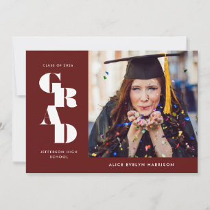 Garnet Bold Serif Single Photo Graduation Ankündigung