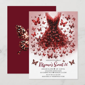 Garnet Dark Red Butterfly Dress Januar Birthstone Einladung