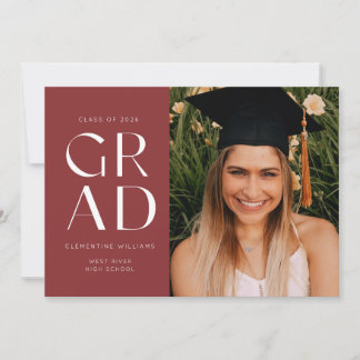Garnet Grad Block Modernes Foto Abschluss Einladung