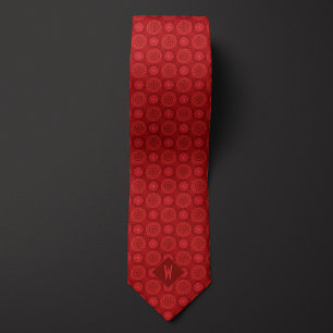 Garnet Red Mandala Monogram Krawatte