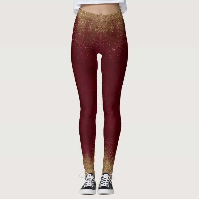 Garnet und Gold Elegant Leggings (Vorderseite)