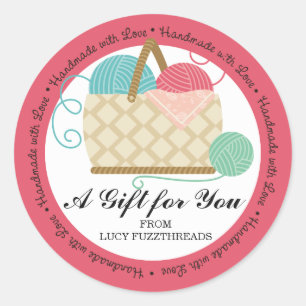 Garnkörbe aus Knittergeflecht Runder Aufkleber