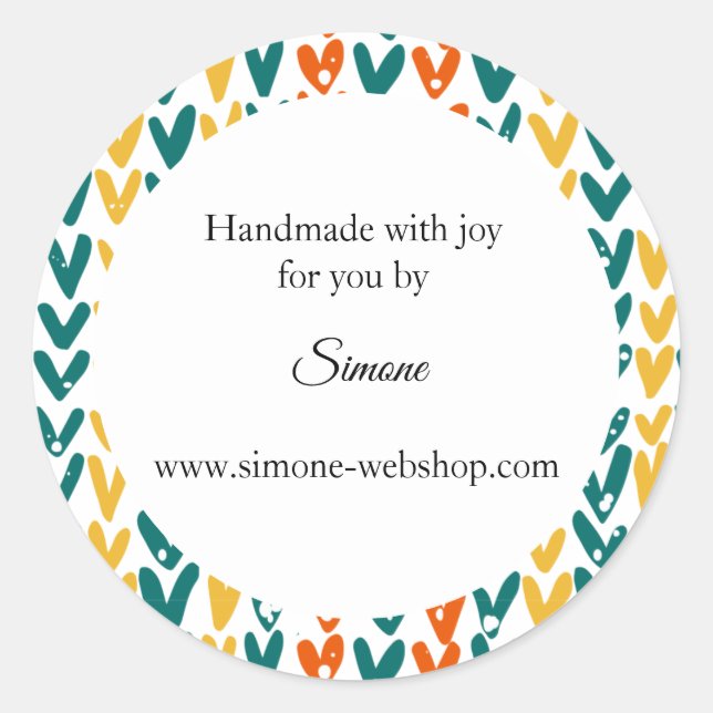 Garnwolle handgefertigt runder aufkleber (Vorderseite)