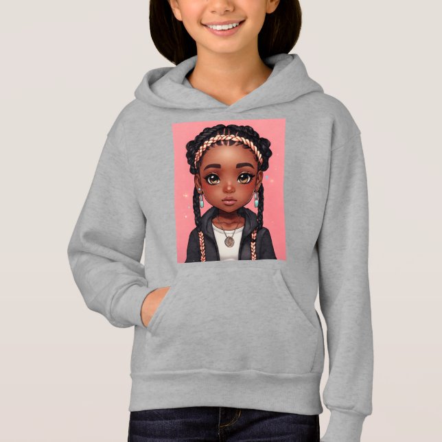 garota negra chibi com tranças hoodie (Vorderseite)