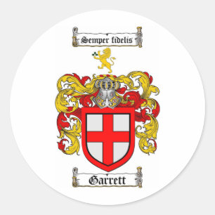 GARRETT-FAMILIENWAPPEN - ARRETT COAT OF ARMS RUNDER AUFKLEBER
