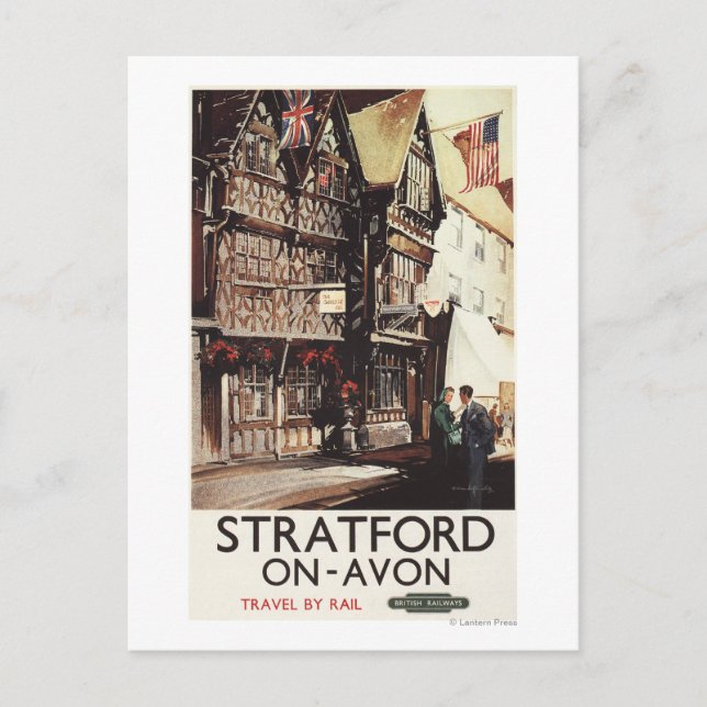 Garrick Inn und Harvard House Rail Poster Postkarte (Vorderseite)