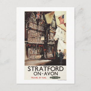 Garrick Inn und Harvard House Rail Poster Postkarte