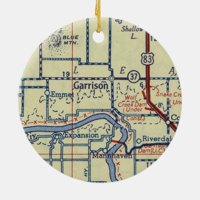 Garrison ND Old Map Keramik Ornament (Hinten)