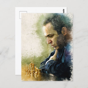 Garry Kasparov ✪ die Legende ✪ Wasserfarben Kunst Postkarte