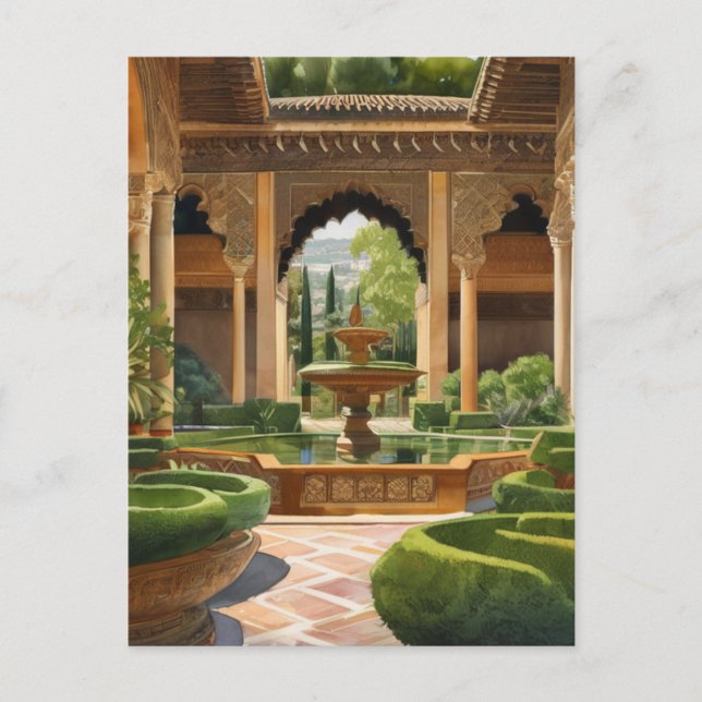 Garten Alhambra Spanien Postkarte (Vorderseite)