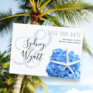 Garten am Meer Blaue Hortensien Seesterne Save The Date