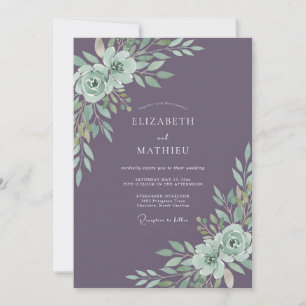 Garten-Amethyst Bemalte Blätter Hochzeit Einladung