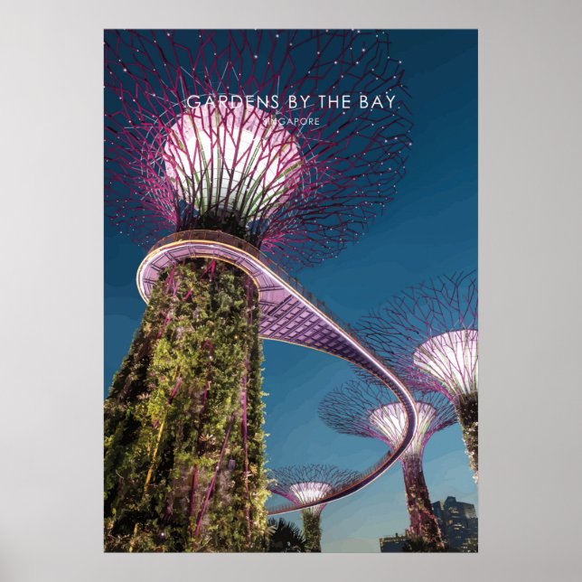 Gärten an der Bucht, Singapore Travel Artwork Poster (Vorne)