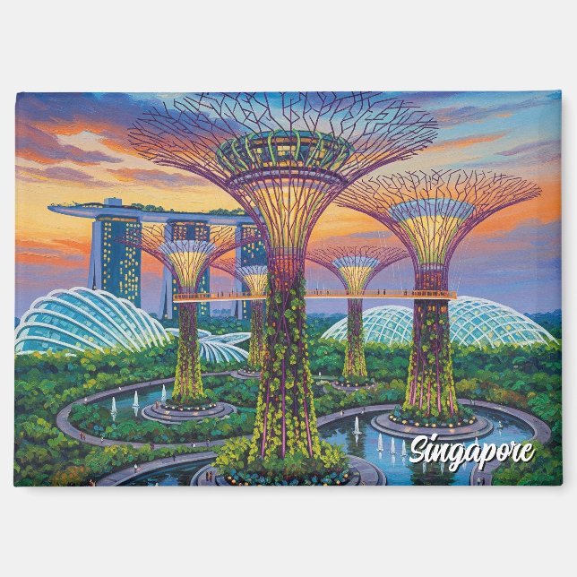 Garten an der Bucht von Singapur Magnet (Vorderseite)