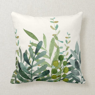 Garten-Aquarell-Botanische Blätter Kissen