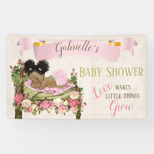 Garten-Baby-Party Mädchen Schläft auf Rosenbett Banner