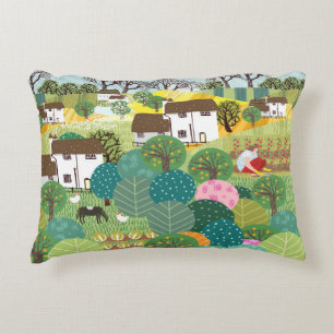 Garten, Bauernhof, Natur und Landschaft. Vintage E Dekokissen