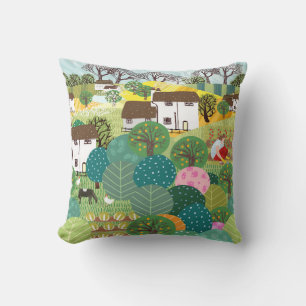 Garten, Bauernhof, Natur und Landschaft. Vintage E Kissen
