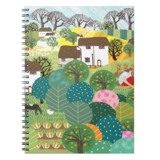 Garten, Bauernhof, Natur und Landschaft. Vintage E Notizblock