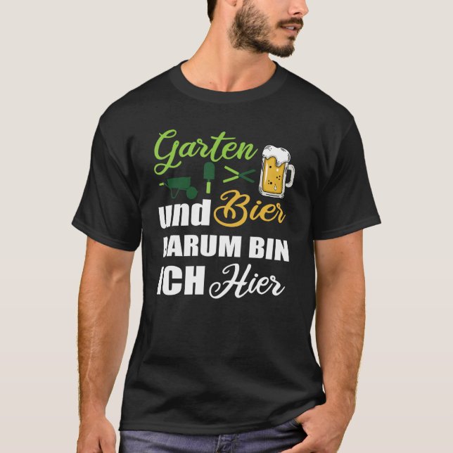 Garten Bier trinkender Gärtner Gartenarbeit T-Shirt (Vorderseite)