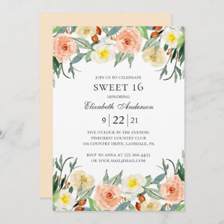 Garten Blumensüß 16. Blume Blush 16. Einladung