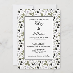 Garten Brombeere Lavendel Blumen Frühling Hochzeit Einladung