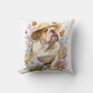 Garten Bulldogge � Blume Lustiger Hund Kissen