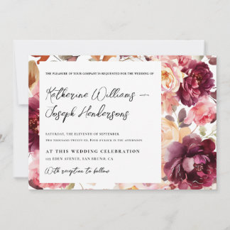 Garten Burgunder Schrift Kalligrafie Details Hochz Einladung