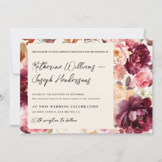 Garten Burgunder Schrift Kalligrafie Details Hochz Einladung