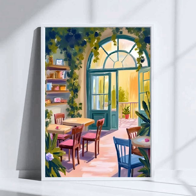 Garten Café | Botanische Aquarellmalerei Poster (Von Creator hochgeladen)