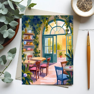 Garten Café   Botanische Aquarellmalerei Postkarte