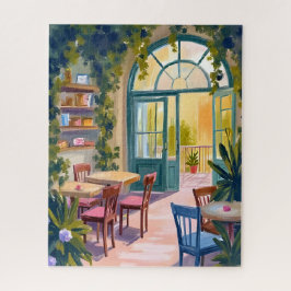 Garten Café | Botanische Aquarellmalerei Puzzle