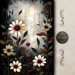 Garten-Dekupage mit melancholischen Wildblumen Seidenpapier